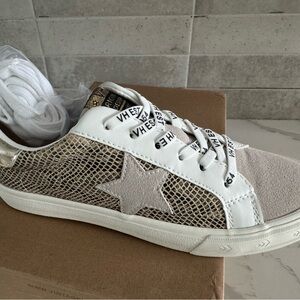 Vintage Havana Grande Cream & Gold Suede Leather Metallic Snakeskin Sneaker